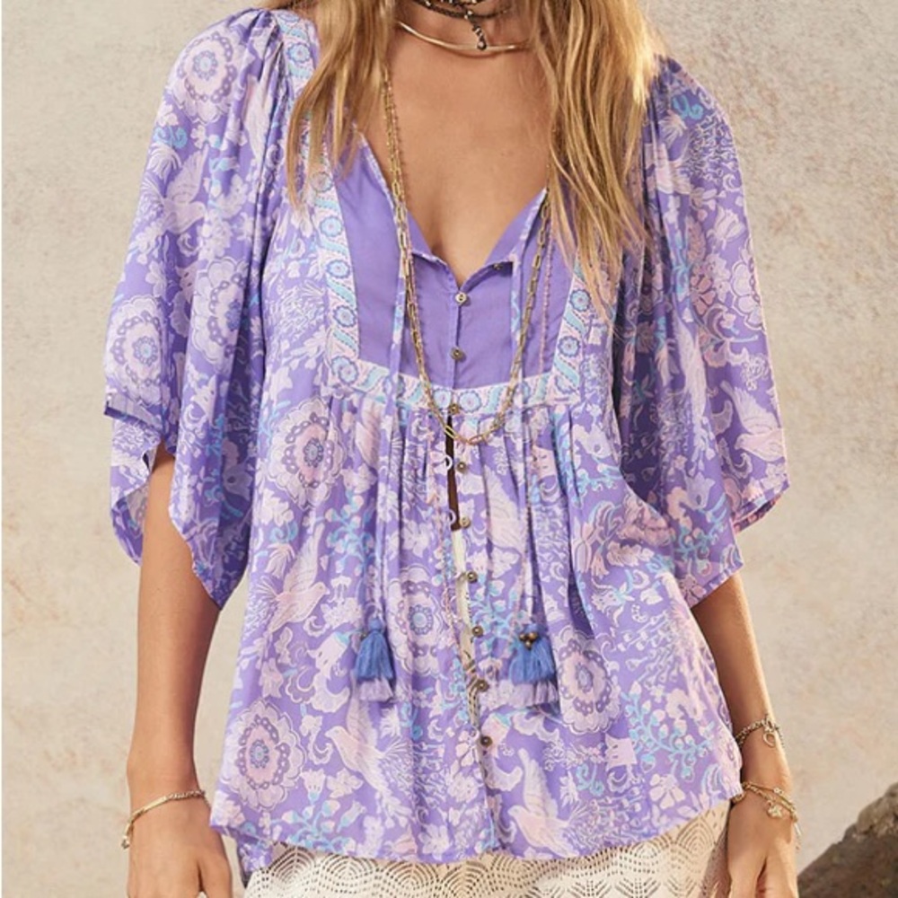 NWTS SPELL SANNAH SHORT SLEEVE BLOUSE (L) - Picture 3 of 12